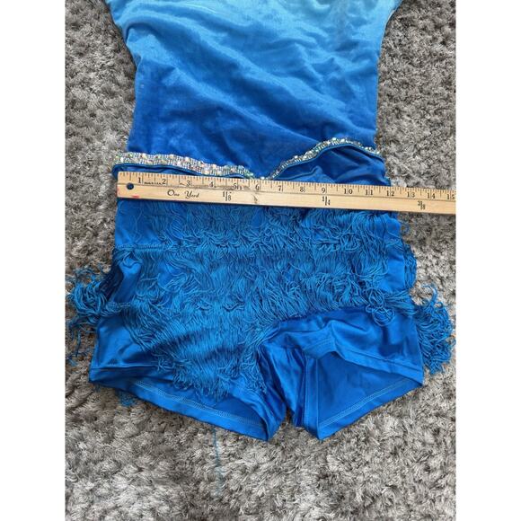 Weissman Blue Ombre Jazz Latin Dance Costume Fringe Sequin Belt Size MA - Picture 13 of 15